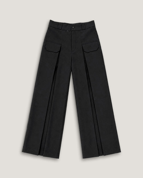WADE | Carbon Black Wide-Leg Pleat Trouser