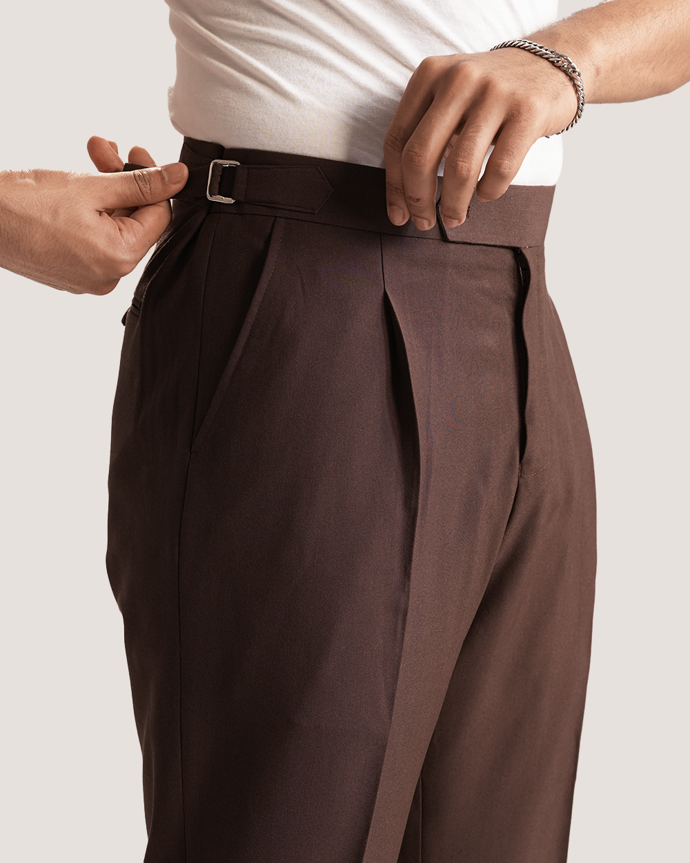 Cael | Espresso Brown Flared Pants with Side Adjusters