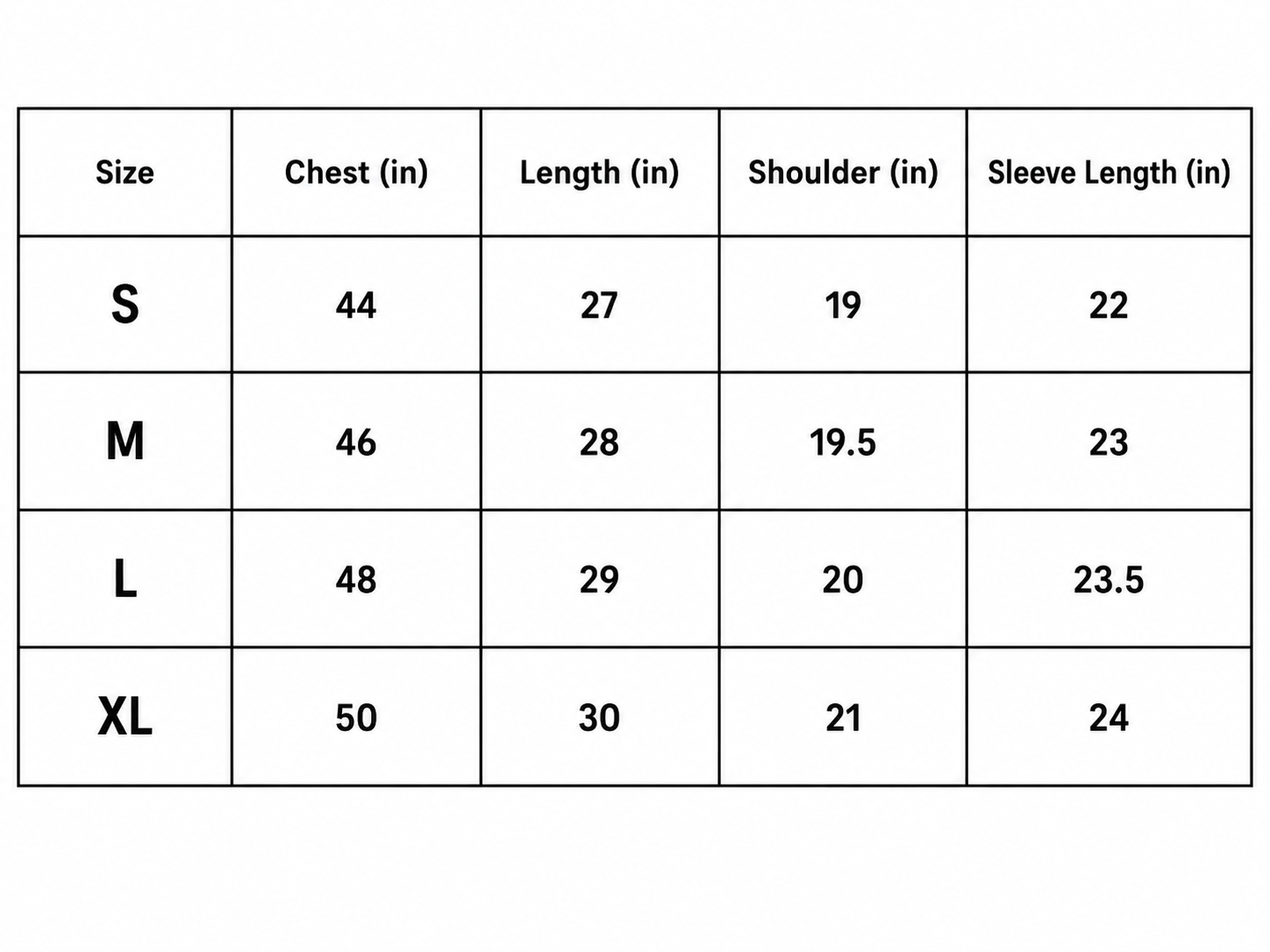 Size chart
