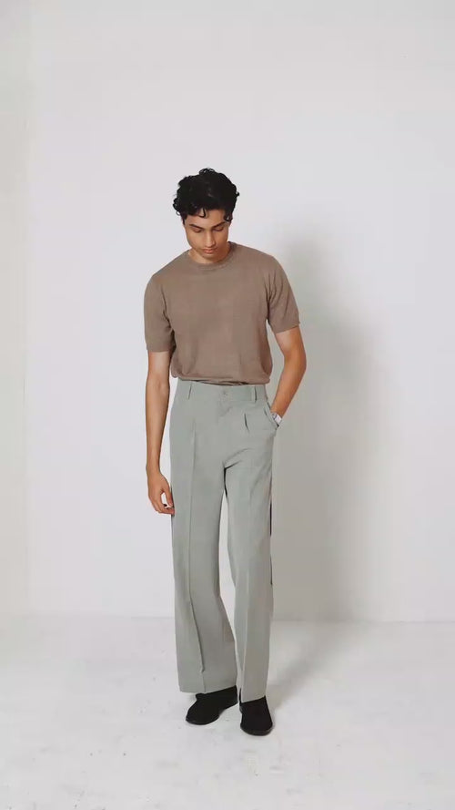 NOTCH | Grey Buttoned Side-Vent Trousers