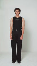 ANCHOR | Black Wide-Leg Pleated Denim