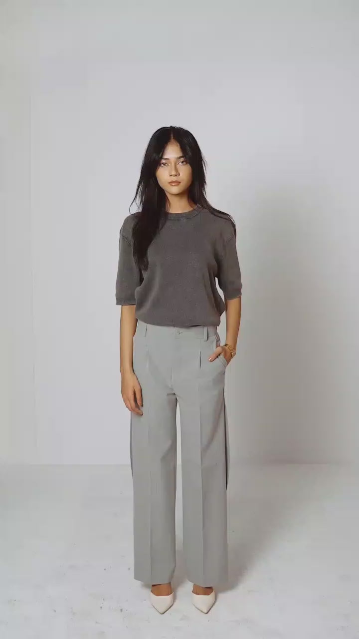 NOTCH | Grey Buttoned Side-Vent Trousers