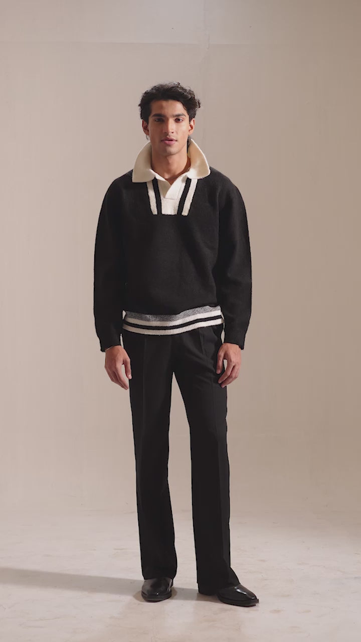 HAYDEN II | Contrast Collar Knit Sweater