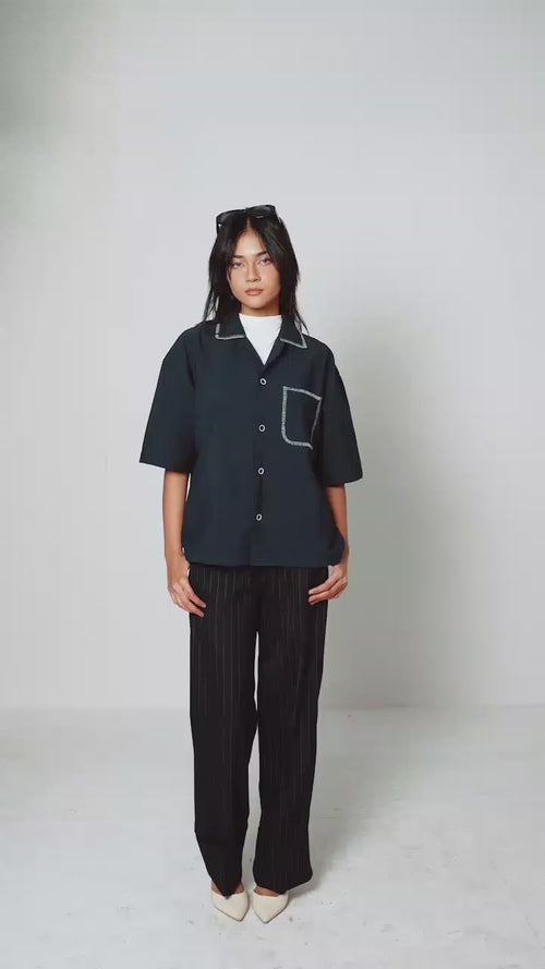 COVE | Midnight Blue Half-Sleeve Shirt