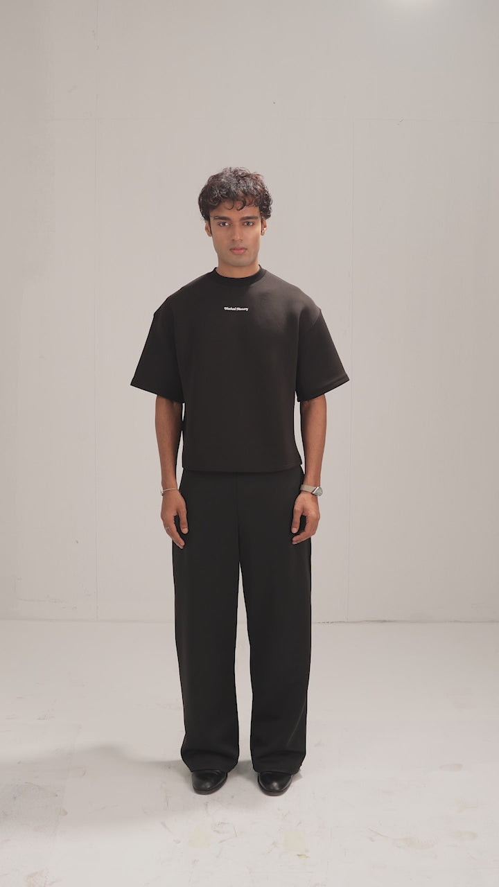 Slate | Cropped Black Scuba Tee