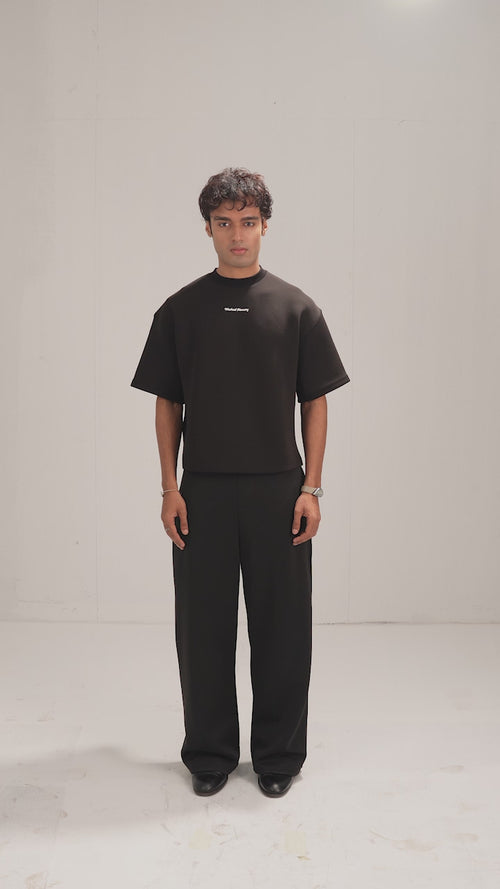 Slate | Cropped Black Scuba Tee