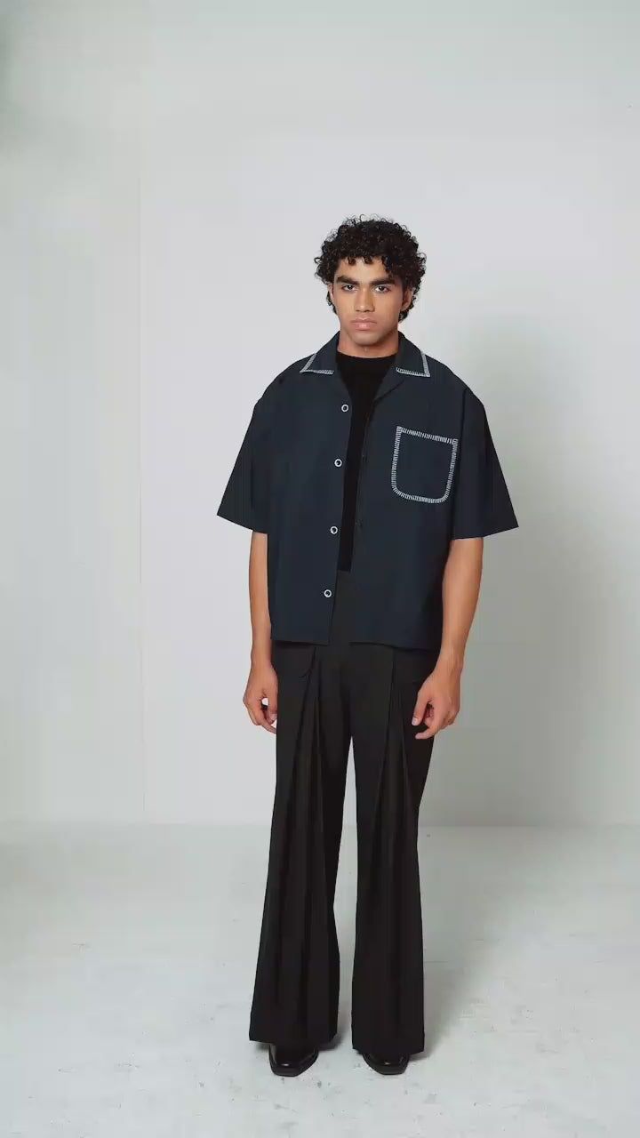 COVE | Midnight Blue Half-Sleeve Shirt