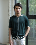 Nino | Hunter Green Textured Knit Polo Shirt