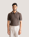 Cairo | Dark Brown Knit Polo Shirt