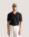 Arlen | Black Reverse knit Polo Shirt