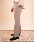 Keaton | Beige Gray Flared Pants with Side Adjusters