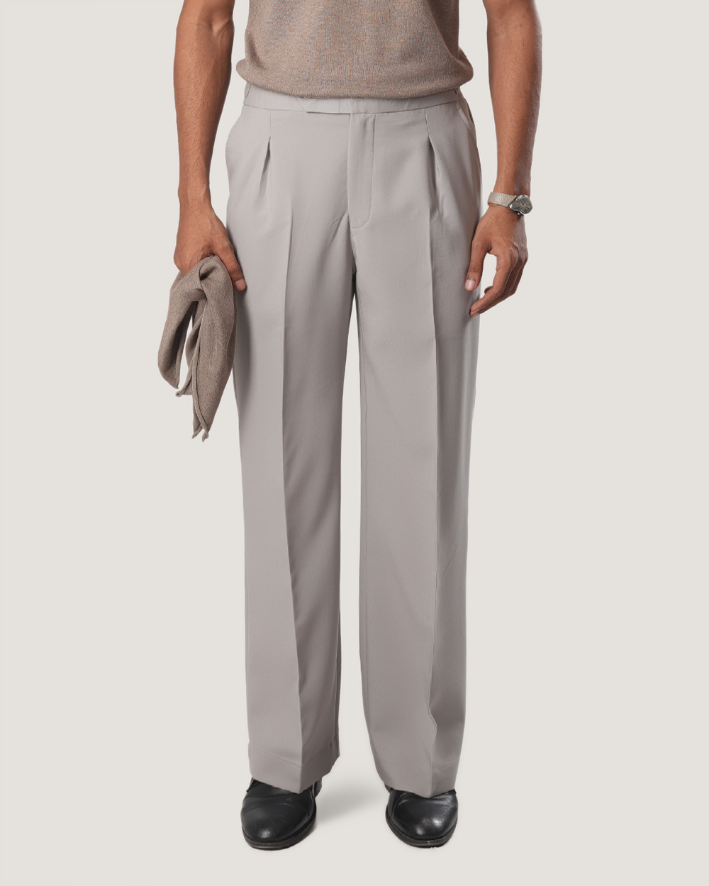 Ashford | Light Grey Wide-Leg Trouser
